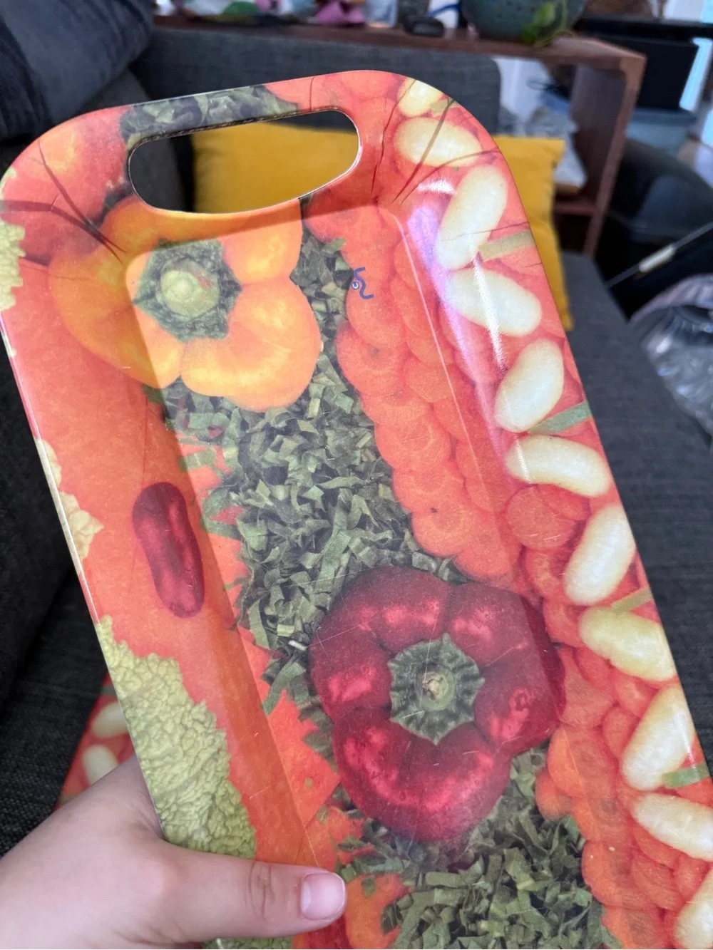 Vegetable Print Serving Tray - Orange & Red (2)